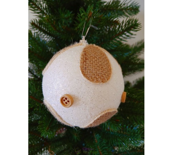 Новорічні кулі білі з декором Ø100мм, ціна за набір 2 шт (SH244)